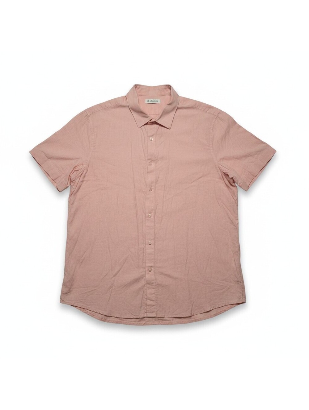 Cubavera Men's XXL Linen Blend Short Sleeve Button Up Shirt Pink Casual Solid
